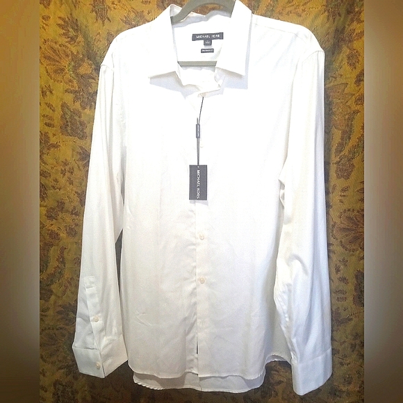 Michael Kors Men's Classic Ivory Button Down, Long Sleeve Dress Shirt. XL, NWT - Picture 1 of 13
